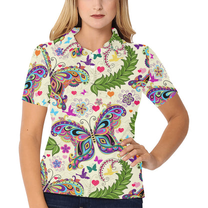 Butterfly Colorful Indian Style Women's Polo Shirt