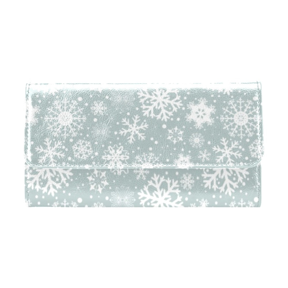Snowflake Print Design LKS303 Women's Trifold Wallet