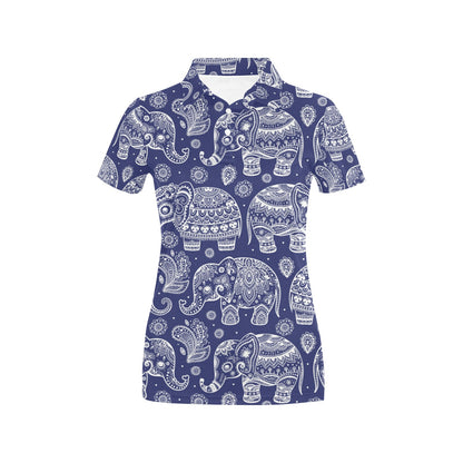 White Elephant Mandala Women's Polo Shirt