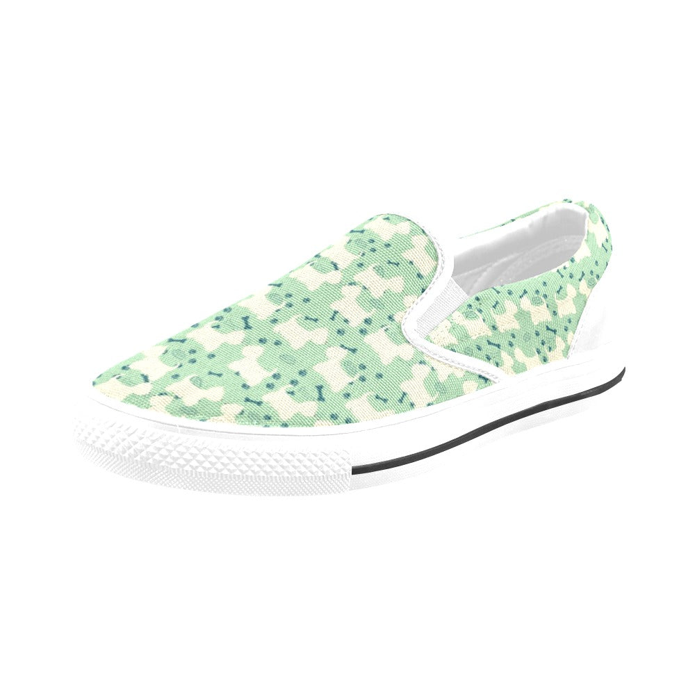 Scottish Terriers Print Design LKS302 White Slip Ons Canvas Women's Shoes