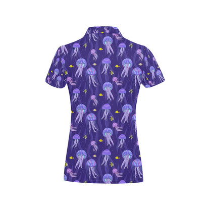 Jellyfish Style Print Women's Polo Shirt