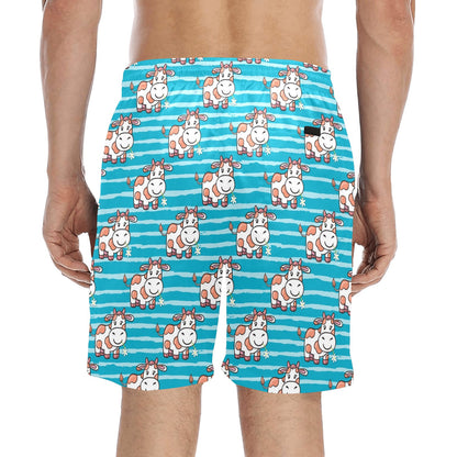 Cow Cute Print Pattern Men's Swim Trunks Beach Shorts