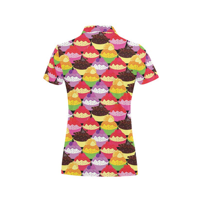 Cupcake Pattern Print Design CP02 Women's Polo Shirt