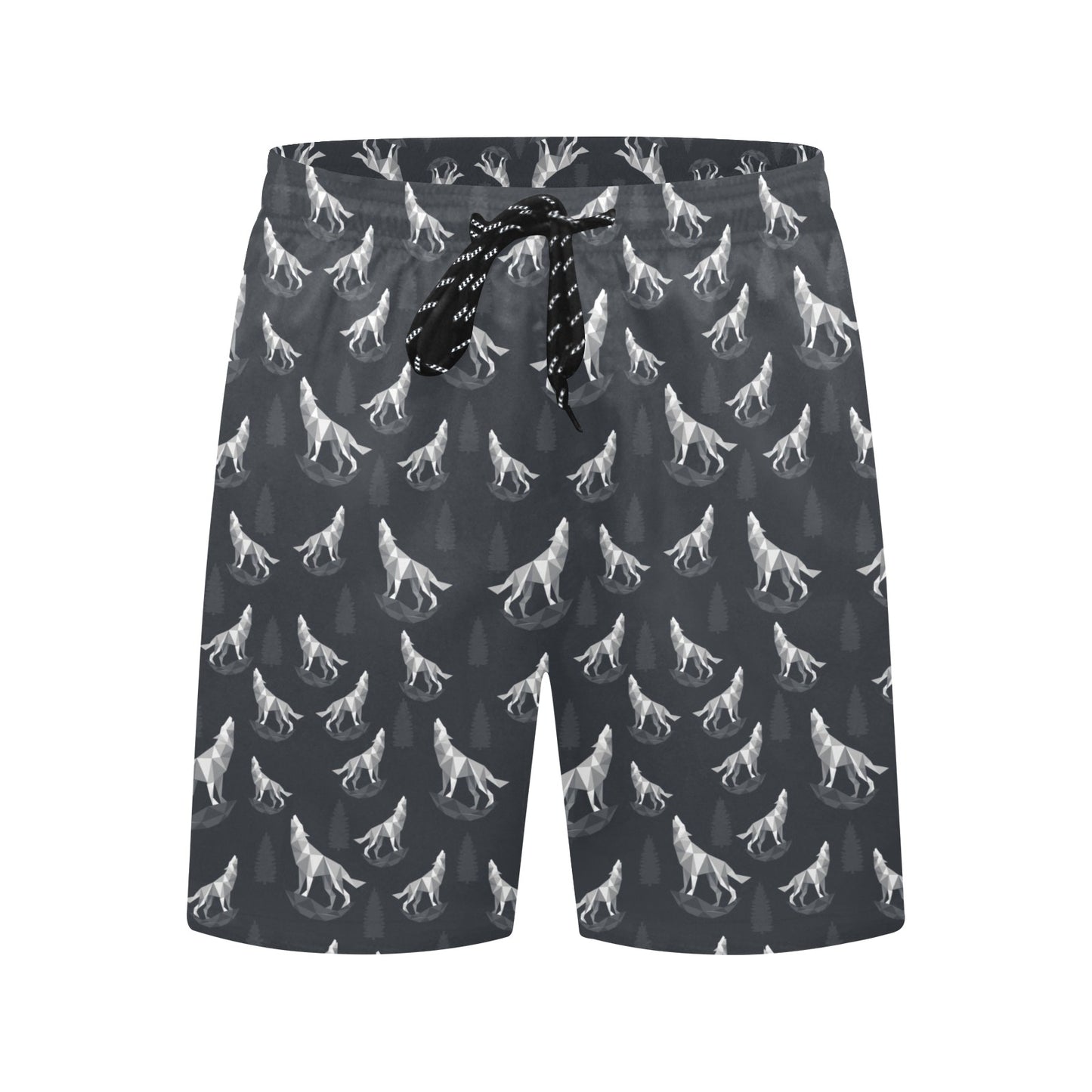 Wolf Print Design LKS303 Men's Swim Trunks Beach Shorts