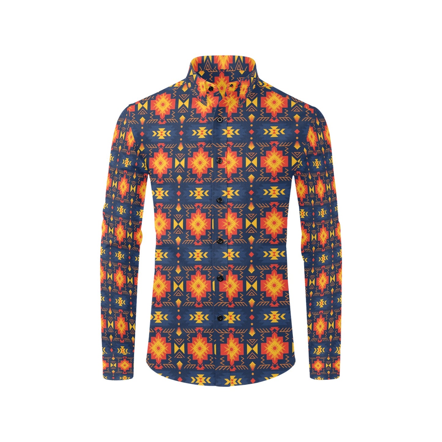 Southwest Pattern Print Design LKS307 Men's Long Sleeve Dress Shirt
