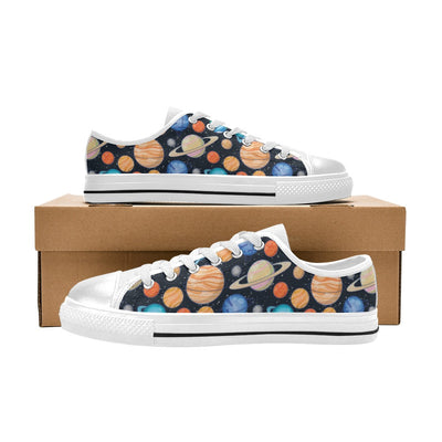 Planet Colorful Print Design LKS301 Women's White Low Top Shoes