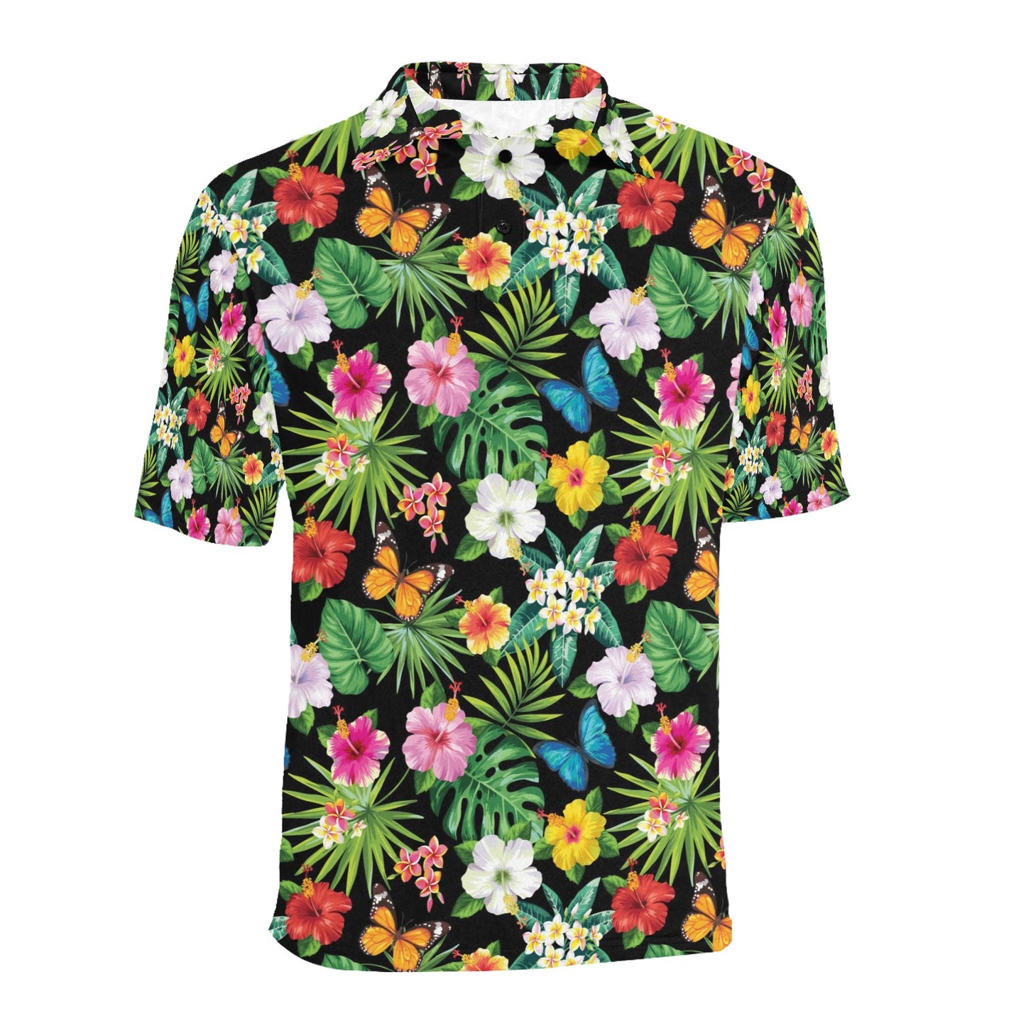 Hibiscus With Butterfly Print Design LKS305 Men Polo Shirt