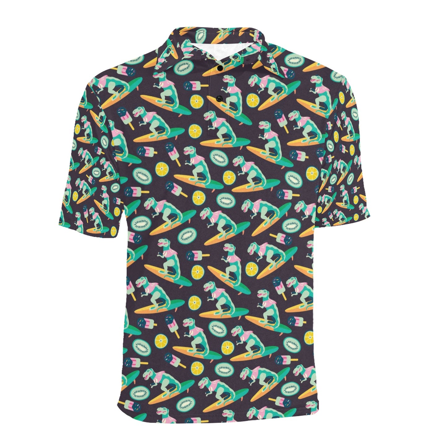 Surfboard T Rex Print Design LKS301 Men Polo Shirt