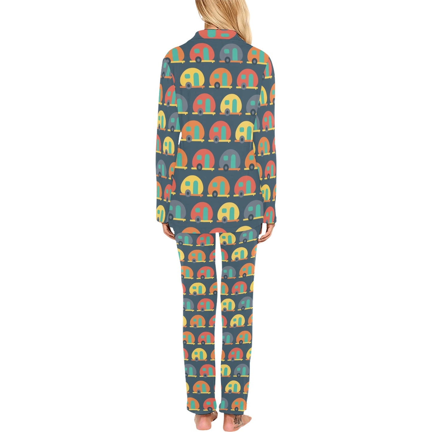 Camper Pattern Print Design 02 Women's Long Pajama Set