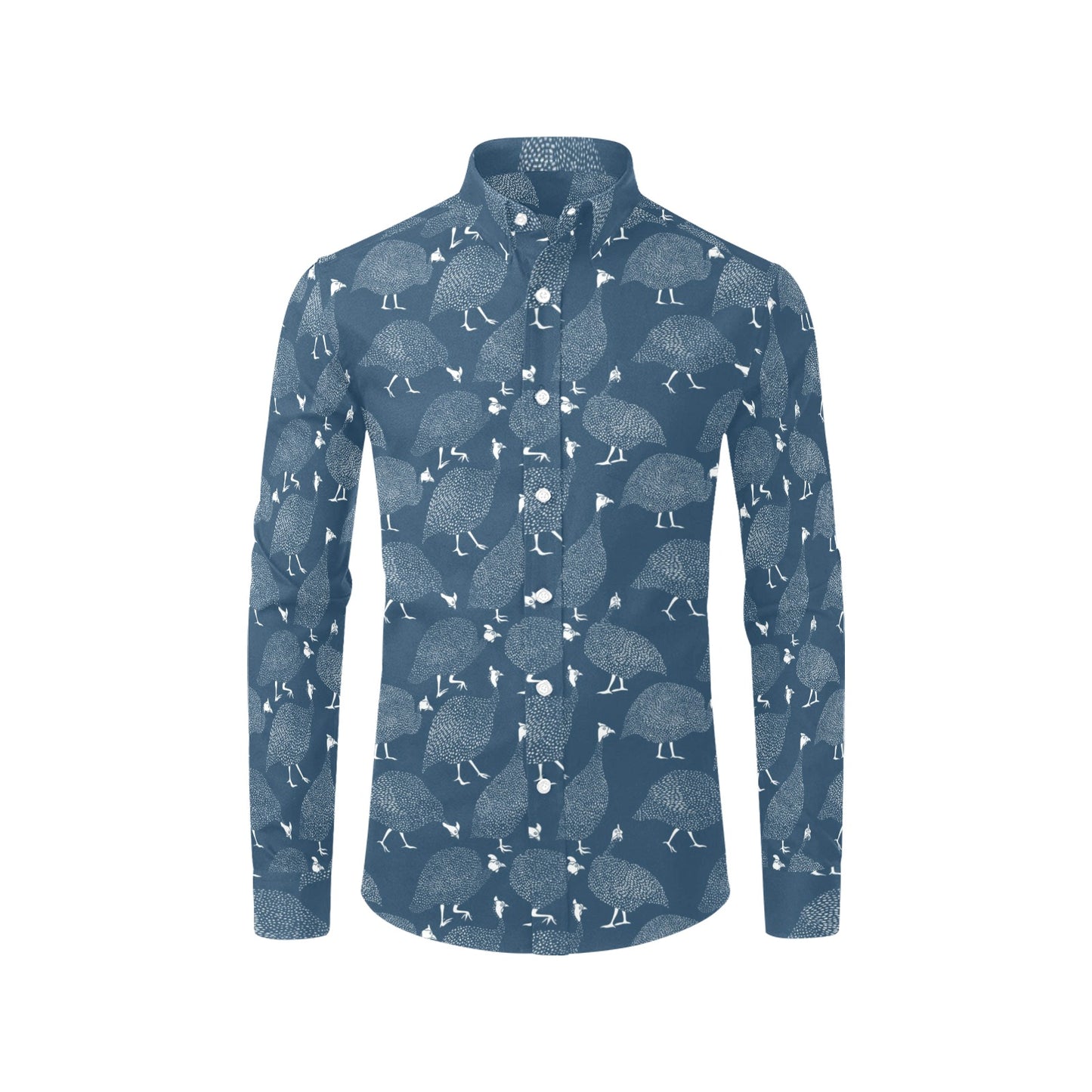 Guinea Fowl Print Design LKS401 Men's Long Sleeve Dress Shirt