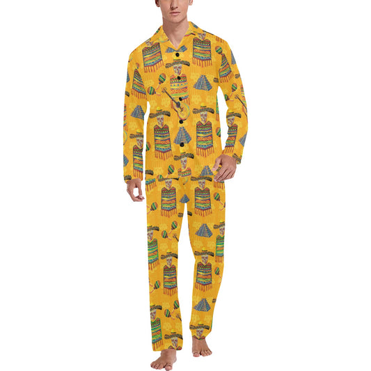 Maracas Mexican Style Pattern Print Design 02 Men's Long Pajama Set