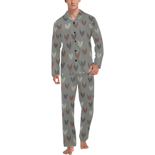 Chicken Pattern Print Design 01 Men's Long Pajama Set