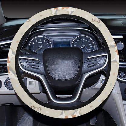 Russell Terriers With Bone Print Design LKS302 Steering Wheel Cover with Elastic Edge