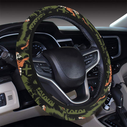 Tiger Pattern Print Design LKS303 Steering Wheel Cover with Elastic Edge