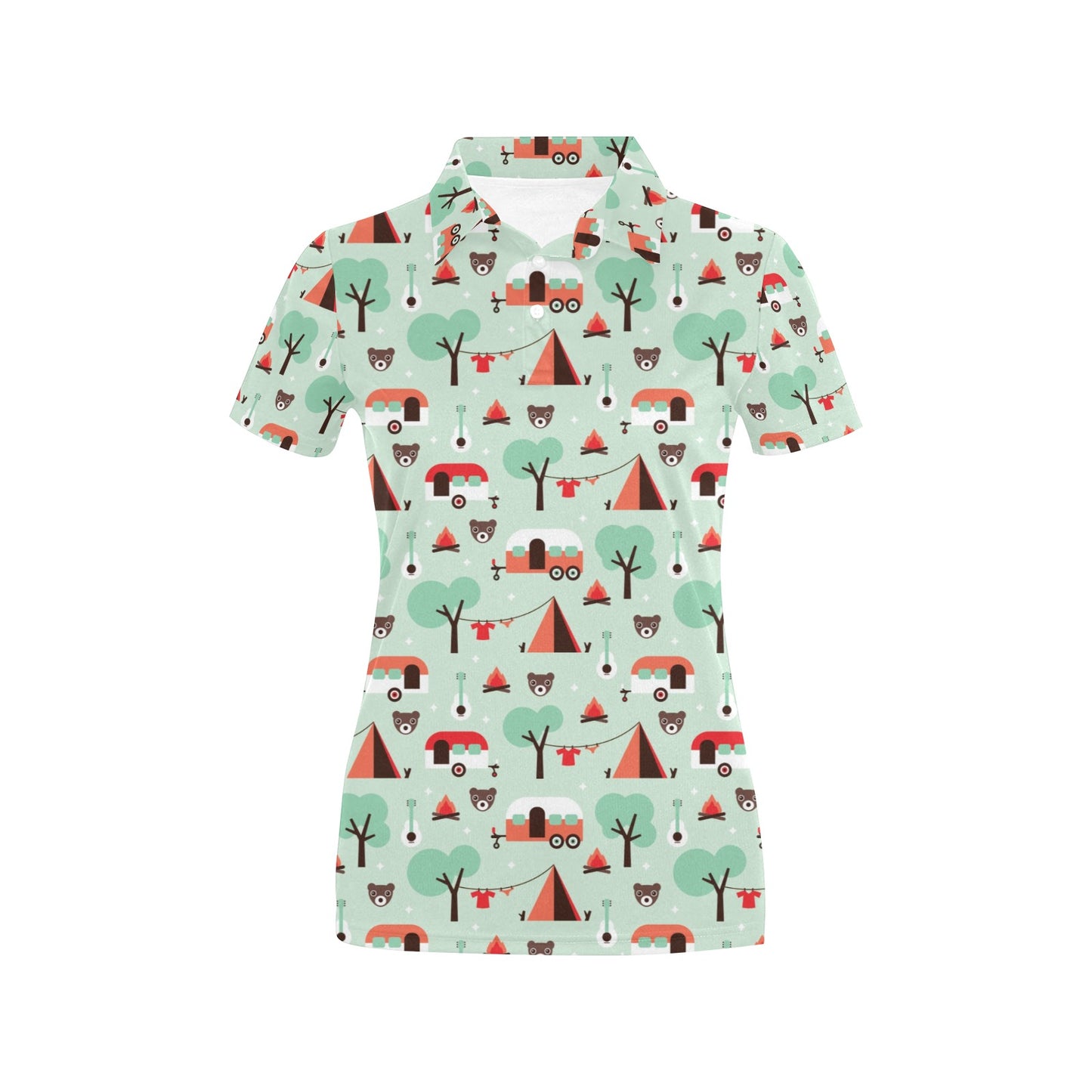 Camper Tent Pattern Print Design 01 Women's Polo Shirt