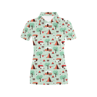 Camper Tent Pattern Print Design 01 Women's Polo Shirt