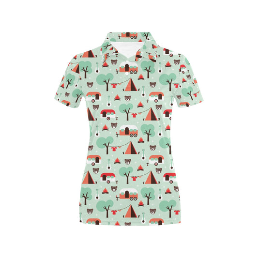 Camper Tent Pattern Print Design 01 Women's Polo Shirt