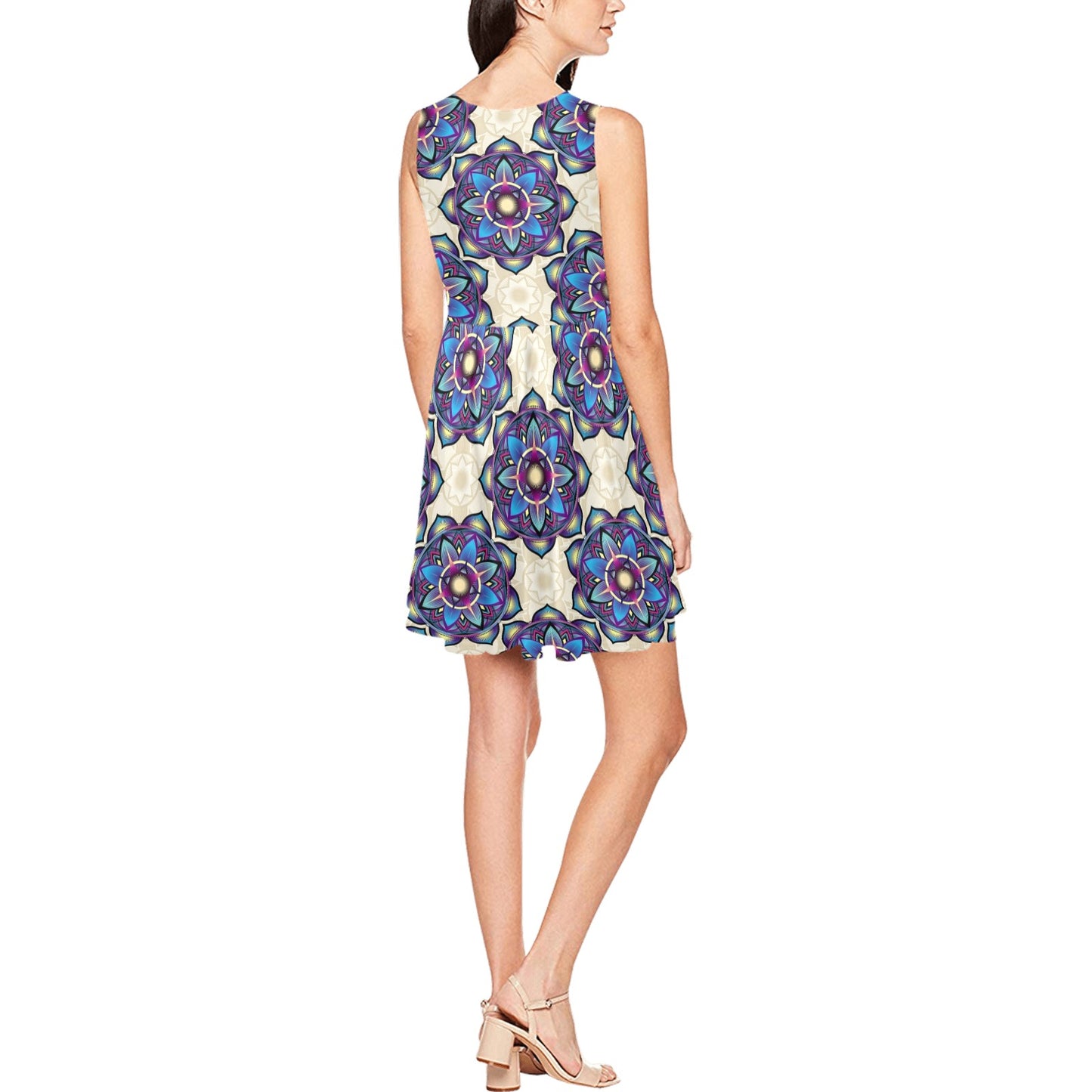 lotus Boho Pattern Print Design LO08 Sleeveless Dress