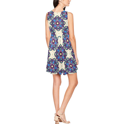 lotus Boho Pattern Print Design LO08 Sleeveless Dress