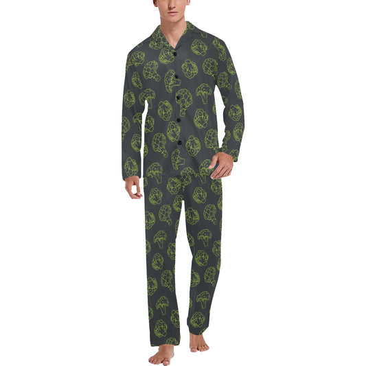 Broccoli Pattern Print Design 01 Men's Long Pajama Set