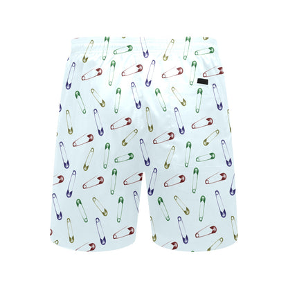Safety Pin Print Design LKS303 Men's Swim Trunks Beach Shorts
