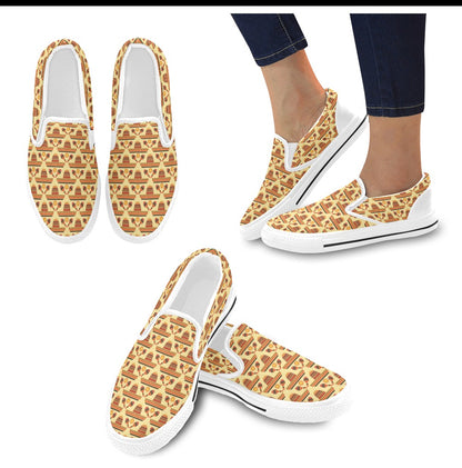 Maracas Print Design LKS403 White Slip Ons Canvas Women's Shoes