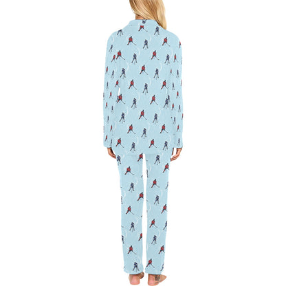 Hockey Player Print Design LKS302 Women's Long Pajama Set