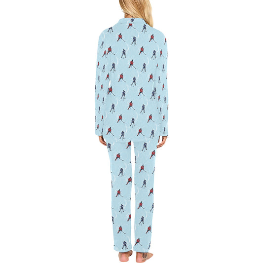 Hockey Player Print Design LKS302 Women's Long Pajama Set