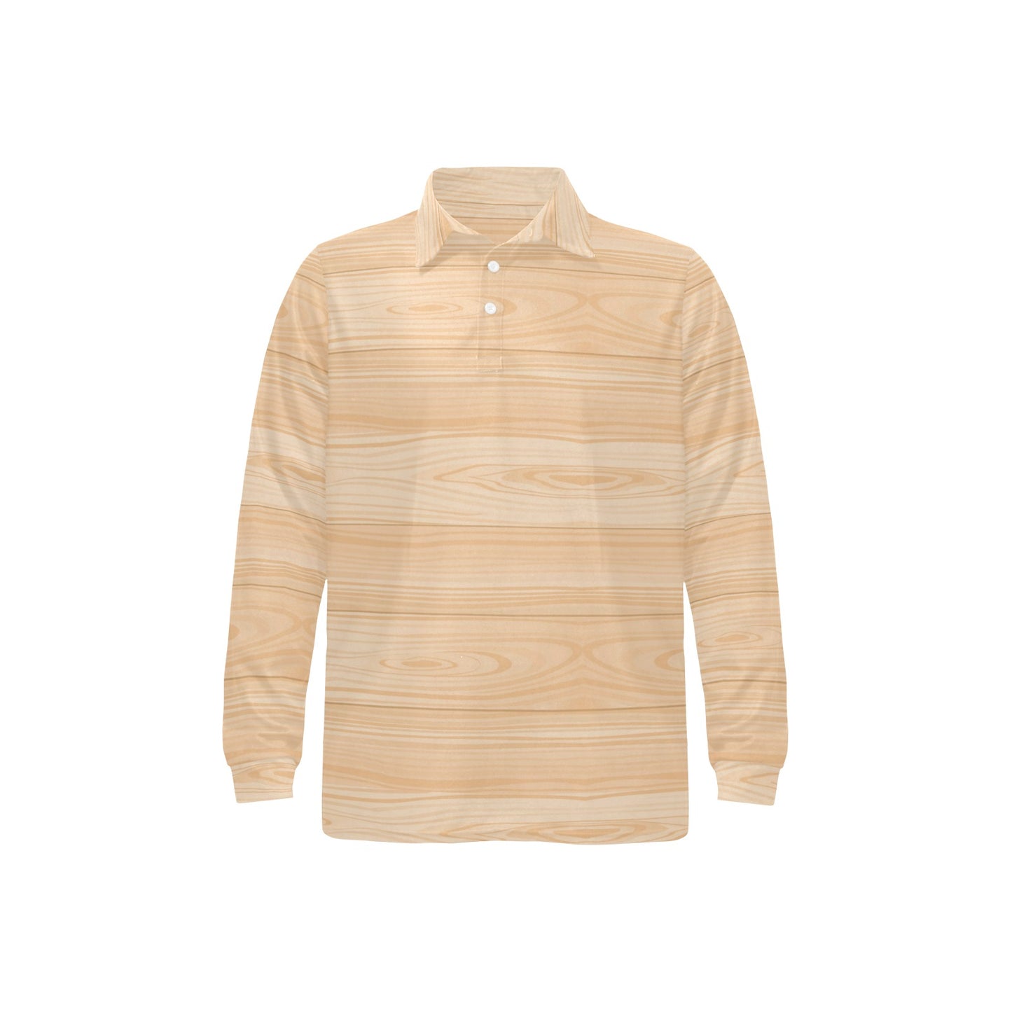Wood Texture Print Design LKS302 Long Sleeve Polo Shirt For Men's