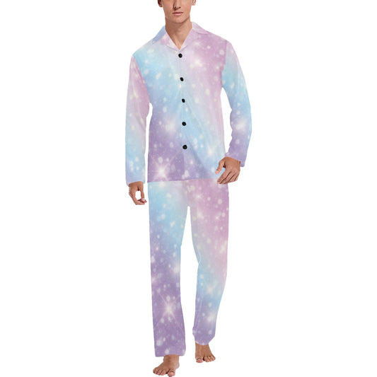Cosmic Pastel Pattern Print Design 02 Men's Long Pajama Set