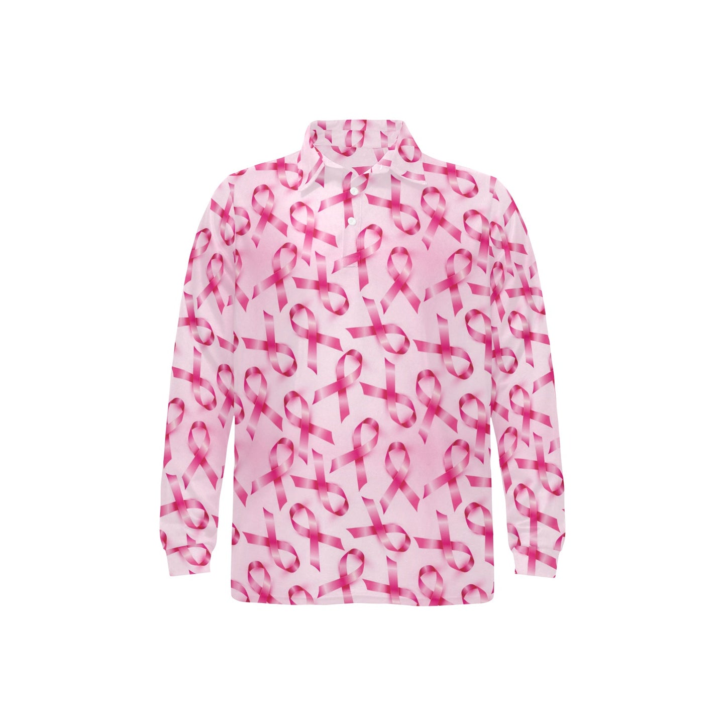Breast cancer Pattern Print Design 04 Long Sleeve Polo Shirt For Men's