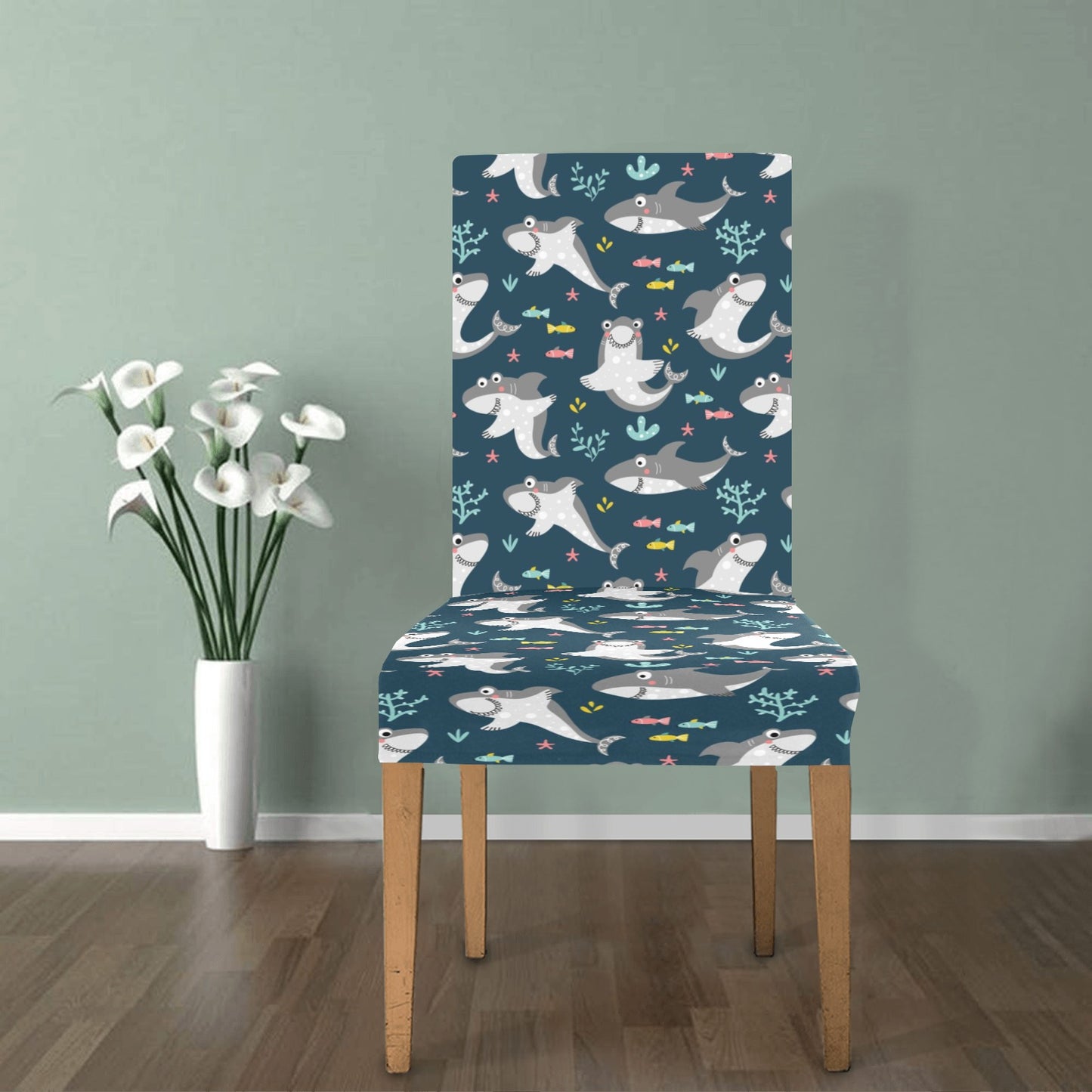 Shark Print Design LKS307 Dining Chair Slipcover