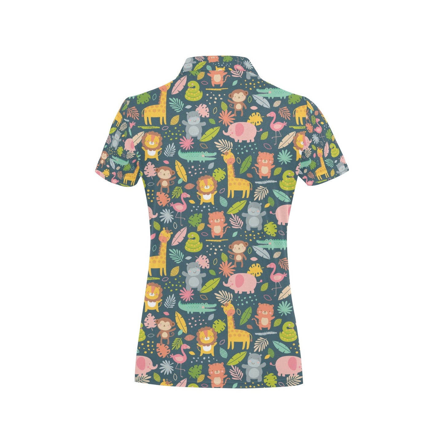 Safari Animal Cartoon Print Design LKS305 Women's Polo Shirt