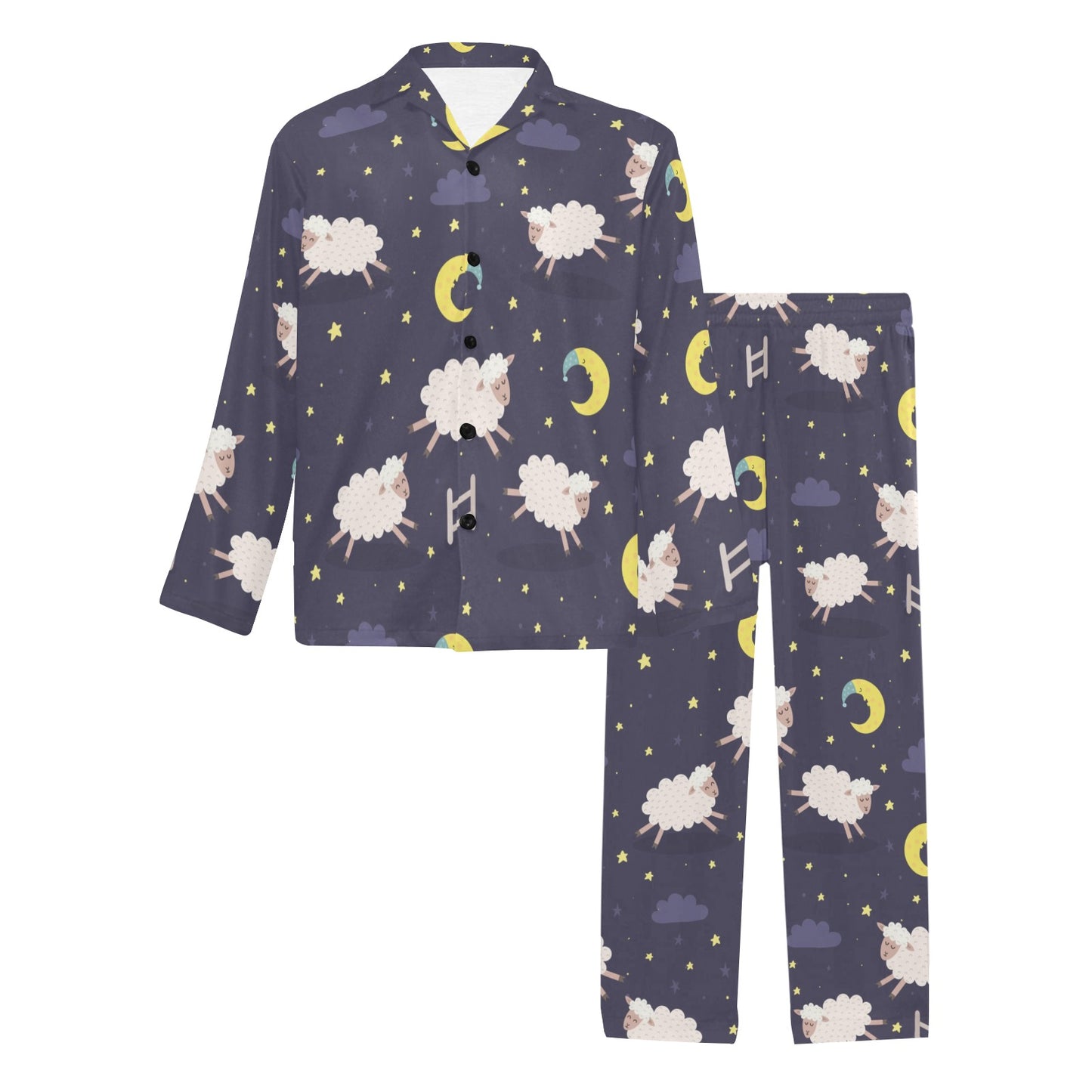 Sheep Night Pattern Print Design 02 Men's Long Pajama Set