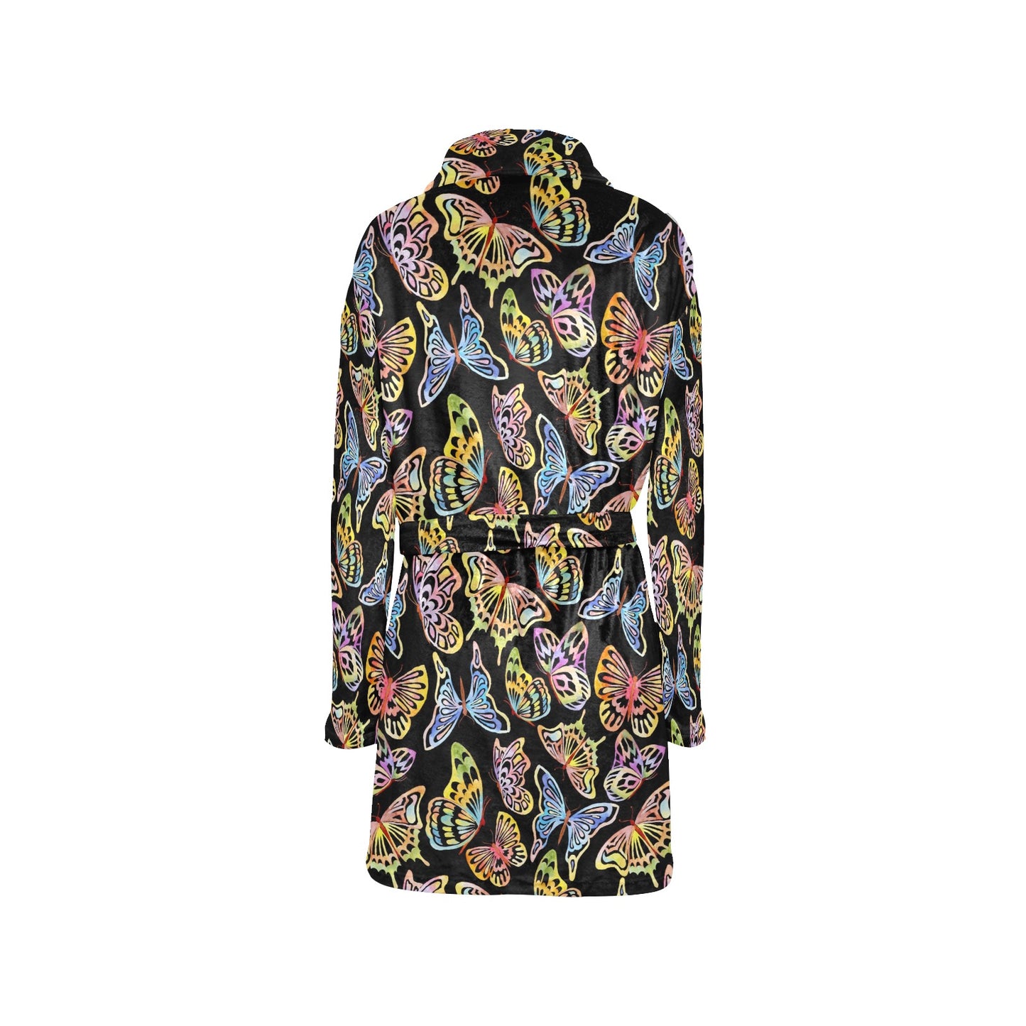 Butterfly Water Color Rainbow Women's Fleece Robe