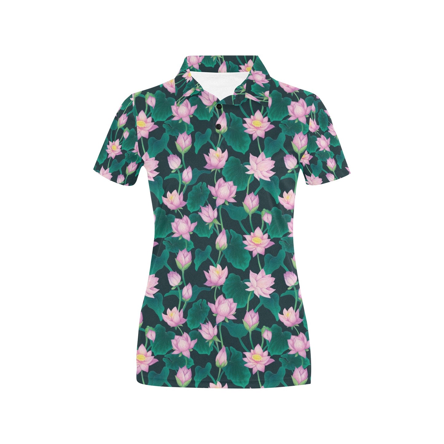 Water Lily Print Design LKS302 Women's Polo Shirt