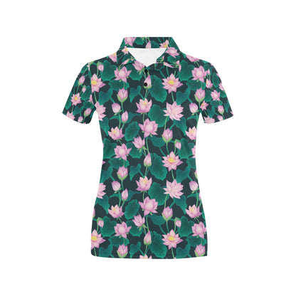 Water Lily Print Design LKS302 Women's Polo Shirt