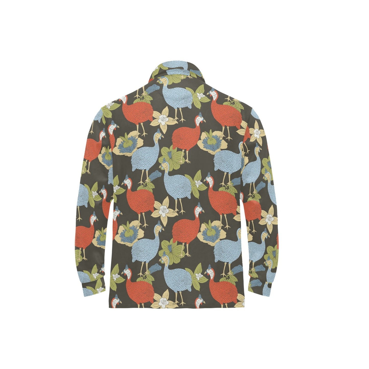 Guinea Fowl Pattern Print Design 02 Long Sleeve Polo Shirt For Men's