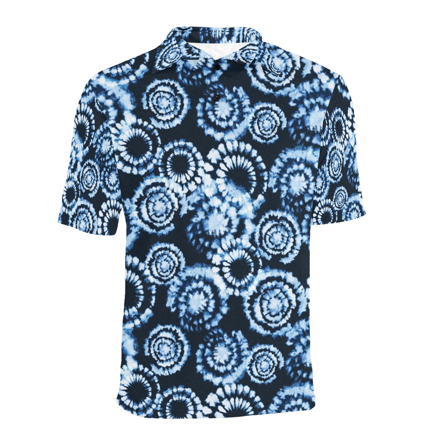 Tie Dye Dark Blue Print Design LKS306 Men Polo Shirt