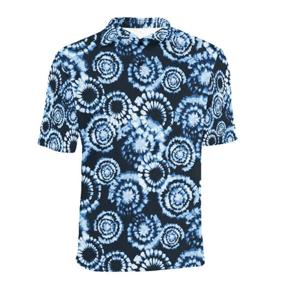Tie Dye Dark Blue Print Design LKS306 Men Polo Shirt