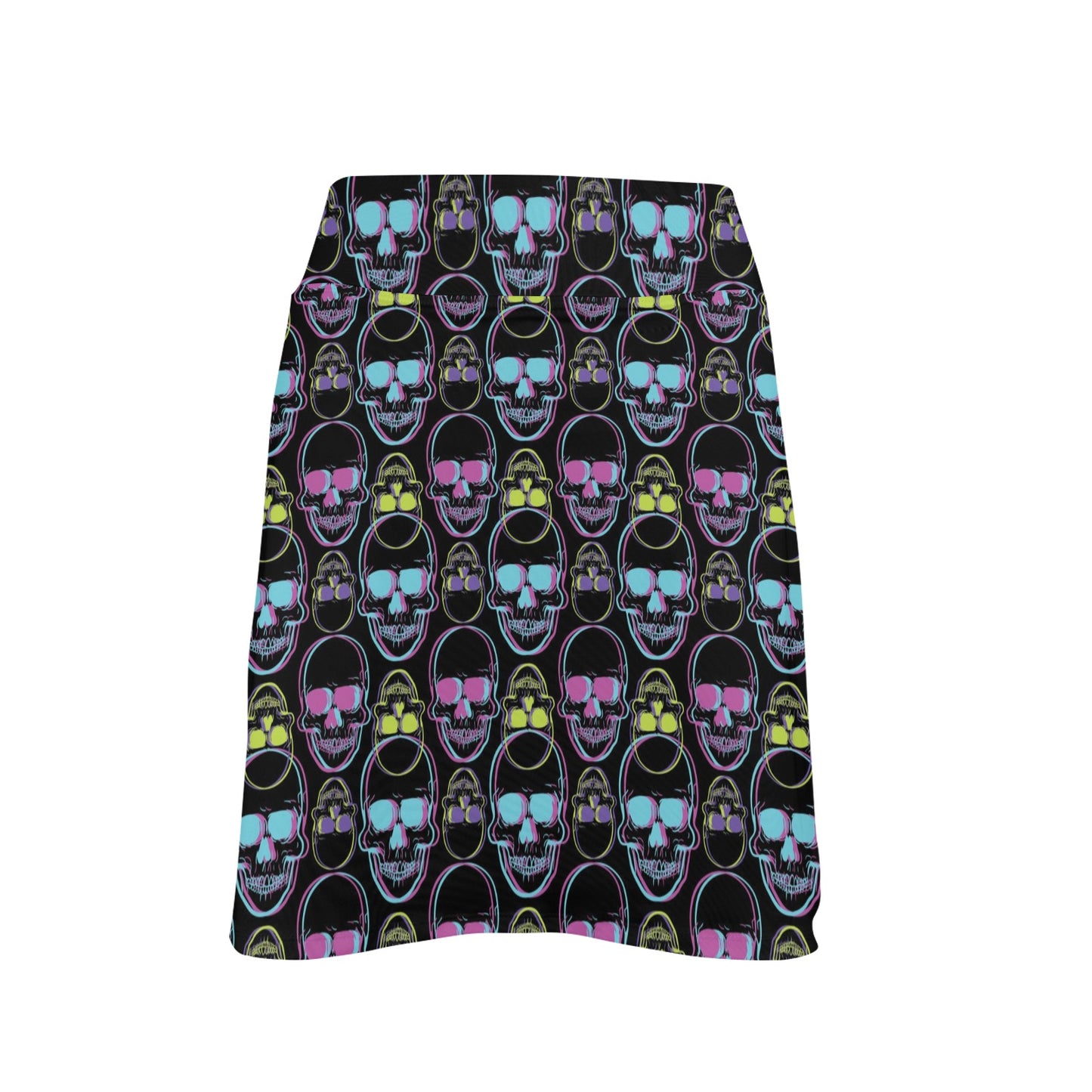 Skull 3D Colorful Print Design LKS309 17" Golf & Pickleball Skort with Pockets