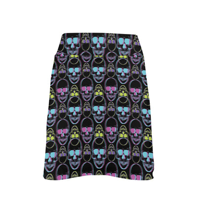 Skull 3D Colorful Print Design LKS309 17" Golf & Pickleball Skort with Pockets