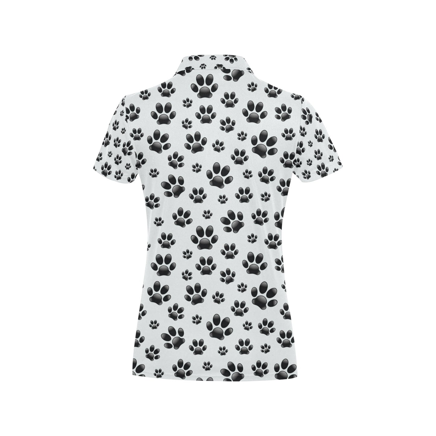 Paw Themed Print Women's Polo Shirt