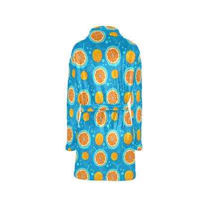 Grapefruit Pattern Print Design GF03 Women's Fleece Robe