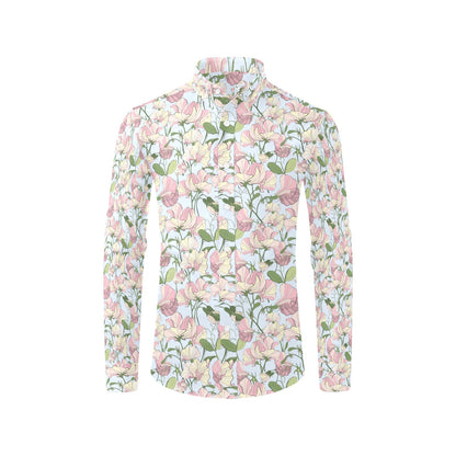 Sweet Pea Print Design LKS304 Men's Long Sleeve Dress Shirt