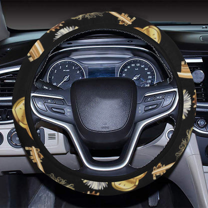 Steampunk Key Dragonfly Print Design LKS303 Steering Wheel Cover with Elastic Edge