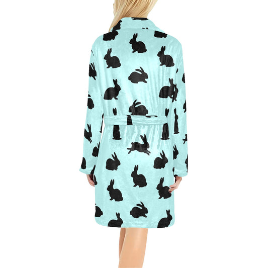 Rabbit Pattern Print Design RB010 Women's Fleece Robe