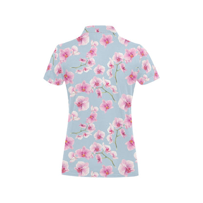 Orchid Pink Pattern Print Design OR01 Women's Polo Shirt