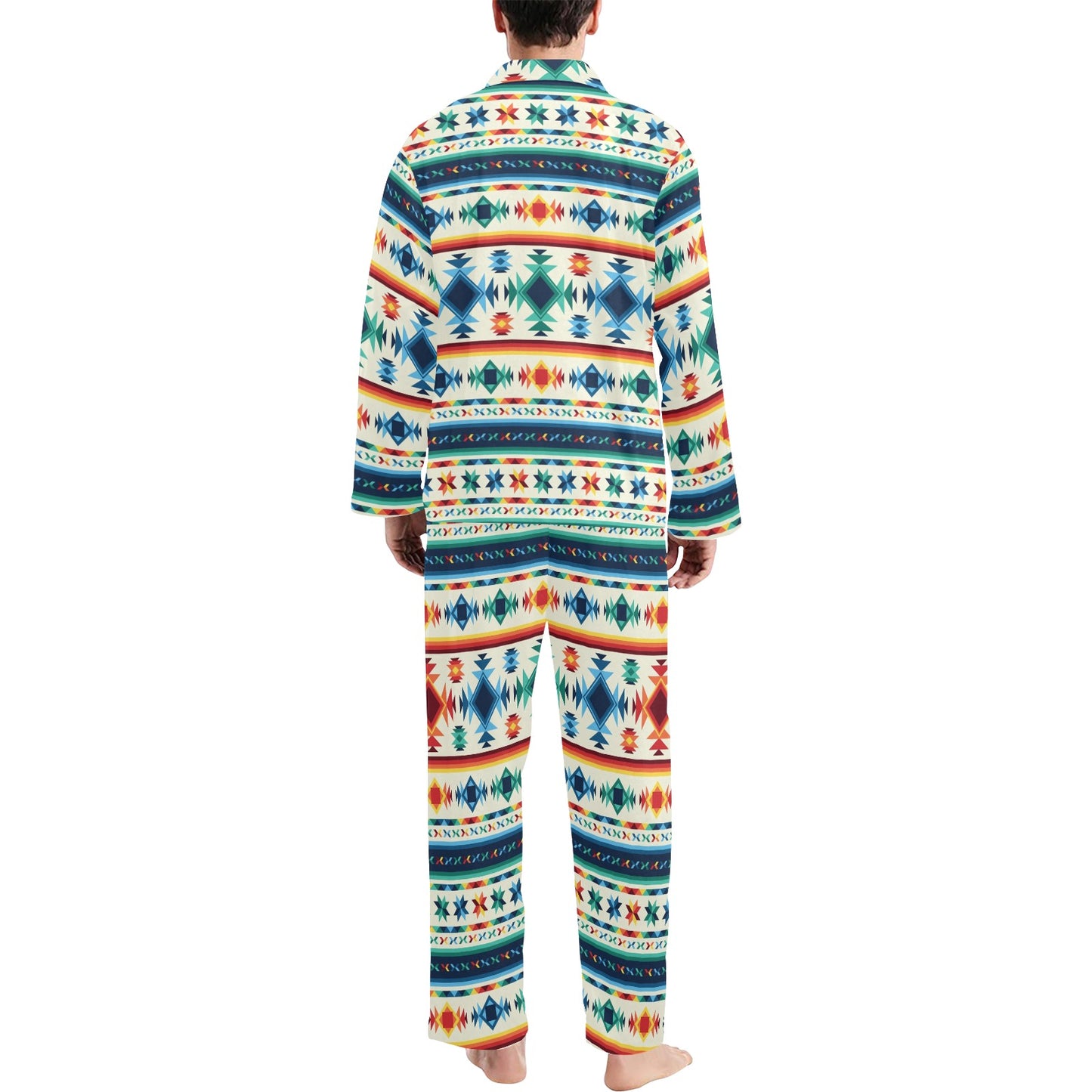 Aztec Pattern Print Design 02 Men's Long Pajama Set