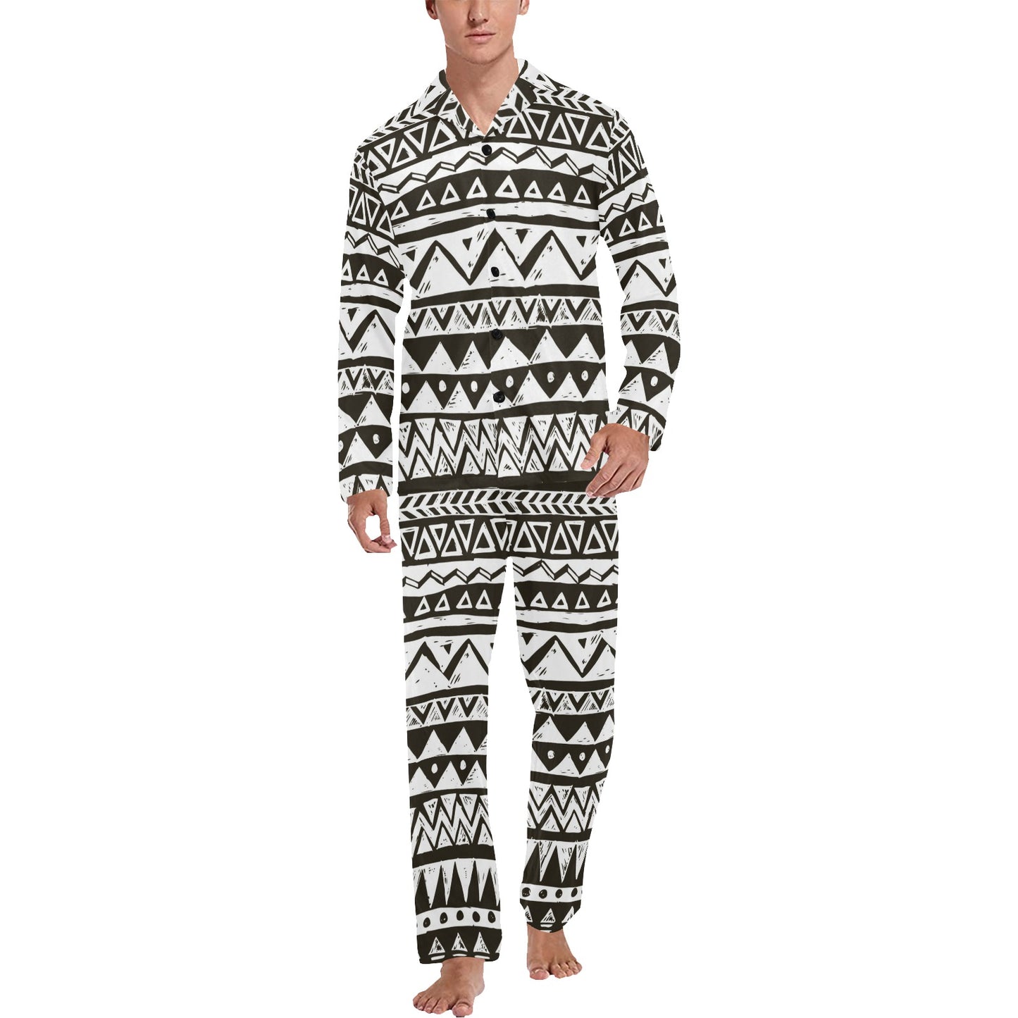Hand draw Tribal Aztec Men's Long Pajama Set